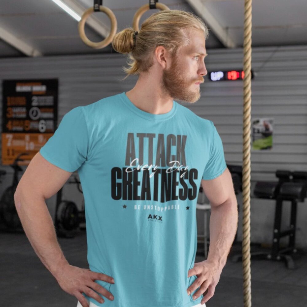 Attack Greatness: Turquoise, Unisex T-Shirt, Performance, Exercise T-shirt